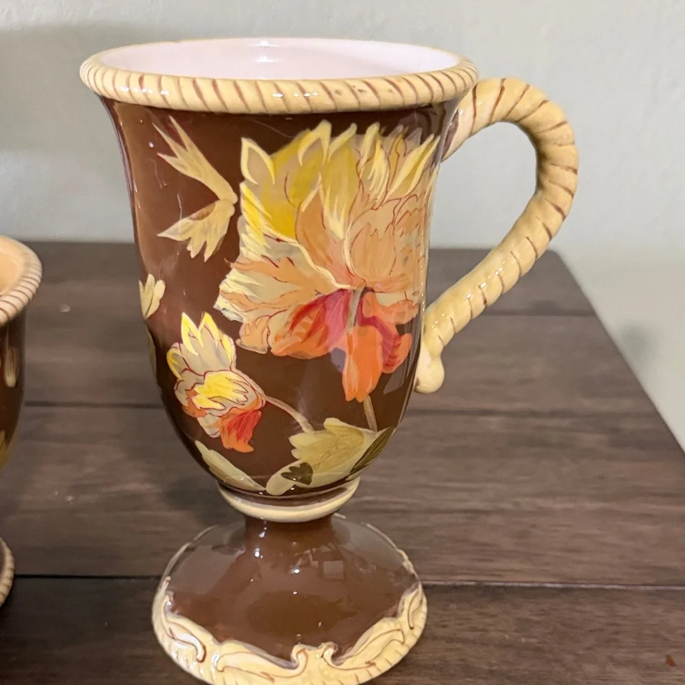 Certified International Savannah Raymond Waites Floral Bowl & Mug Set Brown